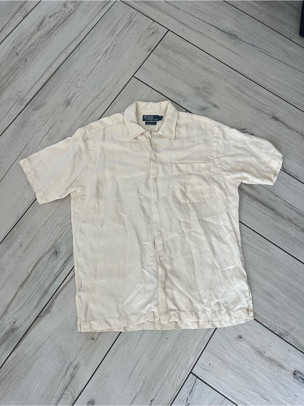 Vintage Polo Ralph Lauren Linen Button Up Shirt Size Medium